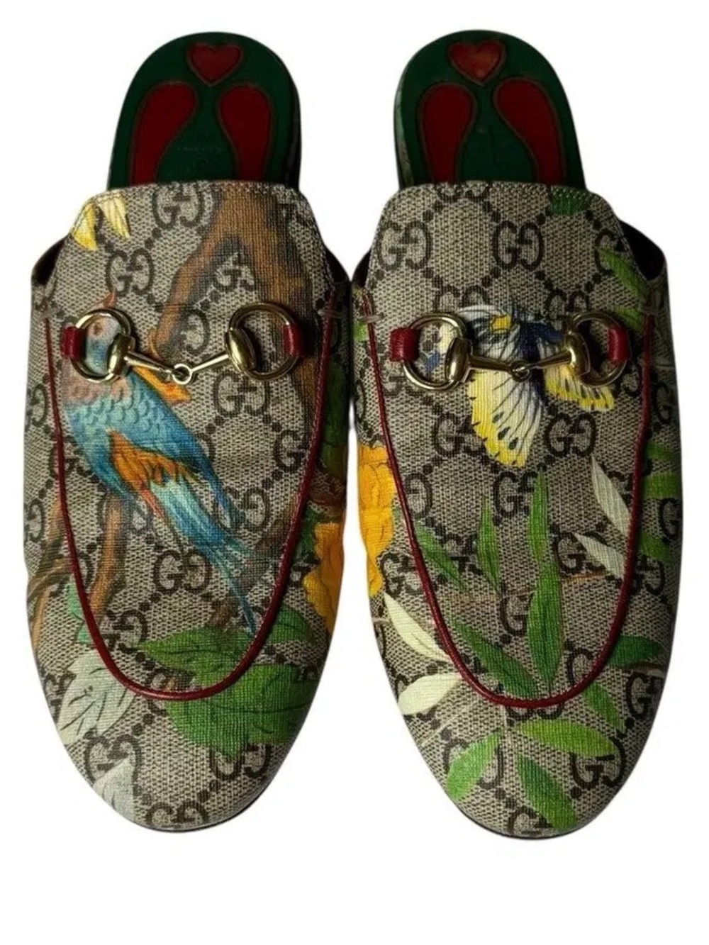 Gucci GG Supreme Canvas Bird & Floral Horsebit Loafer Mules - Picture 2 of 7